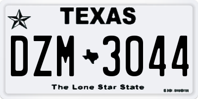 TX license plate DZM3044