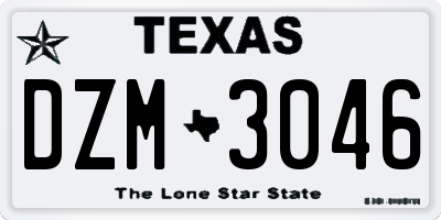 TX license plate DZM3046