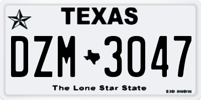 TX license plate DZM3047