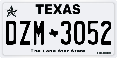TX license plate DZM3052