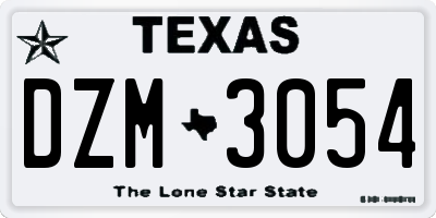TX license plate DZM3054