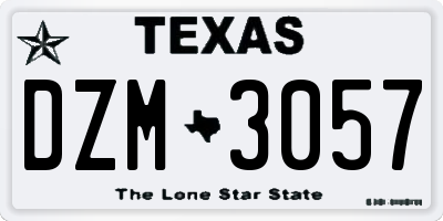 TX license plate DZM3057
