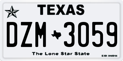 TX license plate DZM3059