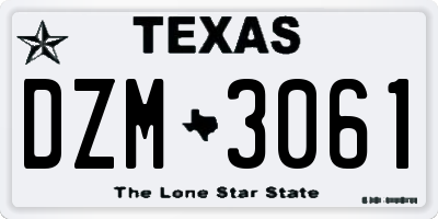 TX license plate DZM3061