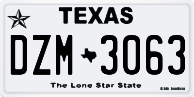 TX license plate DZM3063