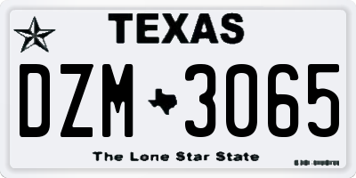 TX license plate DZM3065