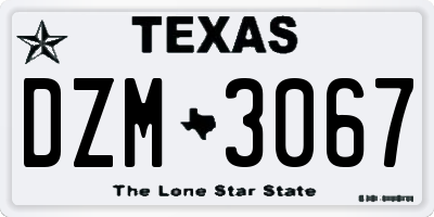 TX license plate DZM3067