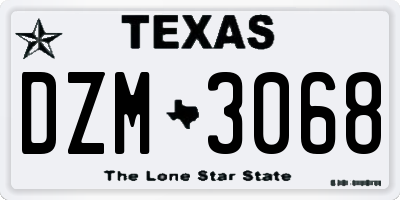 TX license plate DZM3068
