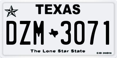TX license plate DZM3071