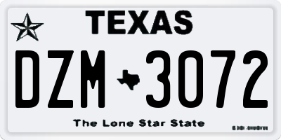 TX license plate DZM3072