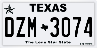 TX license plate DZM3074