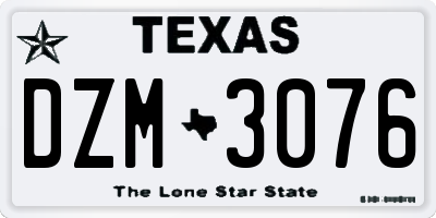 TX license plate DZM3076