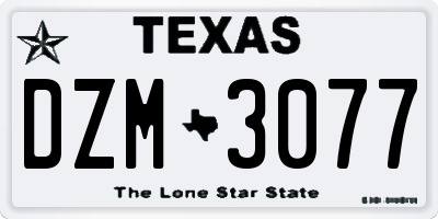 TX license plate DZM3077