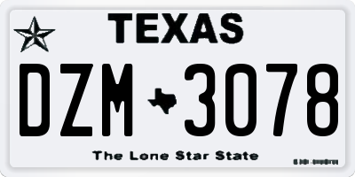 TX license plate DZM3078