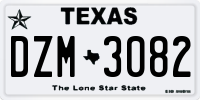 TX license plate DZM3082