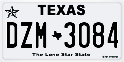 TX license plate DZM3084