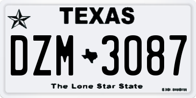 TX license plate DZM3087