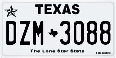 TX license plate DZM3088