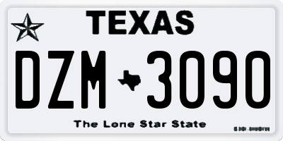 TX license plate DZM3090