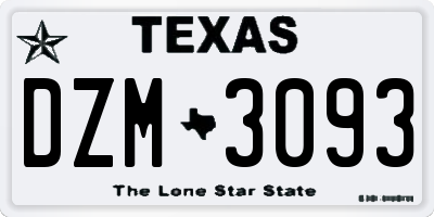 TX license plate DZM3093