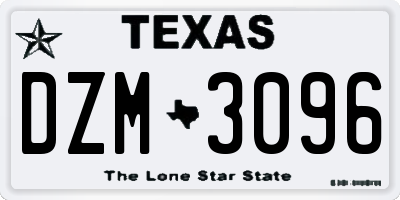 TX license plate DZM3096