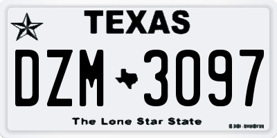 TX license plate DZM3097