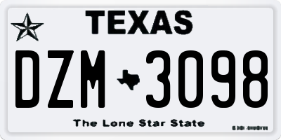 TX license plate DZM3098