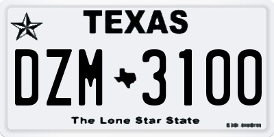 TX license plate DZM3100