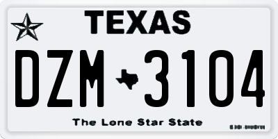 TX license plate DZM3104