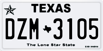 TX license plate DZM3105