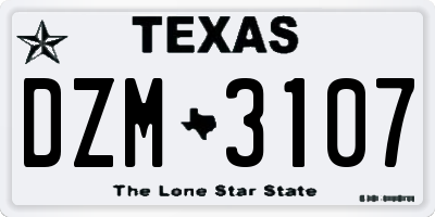 TX license plate DZM3107