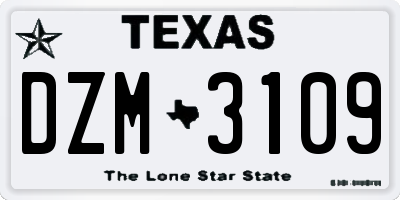 TX license plate DZM3109