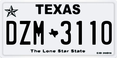 TX license plate DZM3110