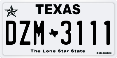 TX license plate DZM3111
