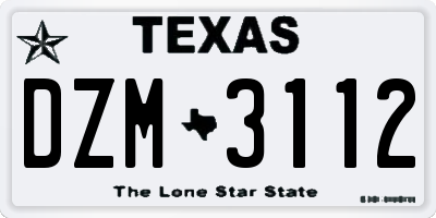 TX license plate DZM3112