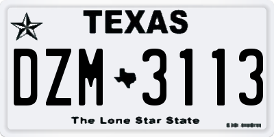 TX license plate DZM3113