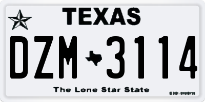 TX license plate DZM3114