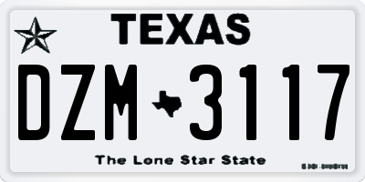 TX license plate DZM3117