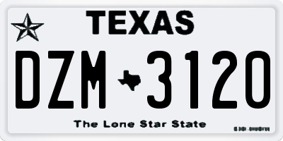 TX license plate DZM3120