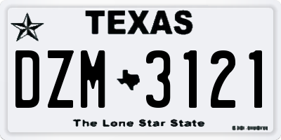 TX license plate DZM3121