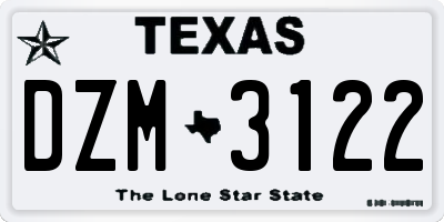 TX license plate DZM3122