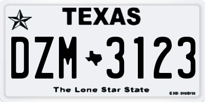 TX license plate DZM3123