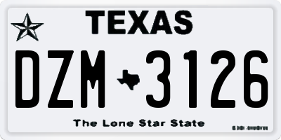 TX license plate DZM3126