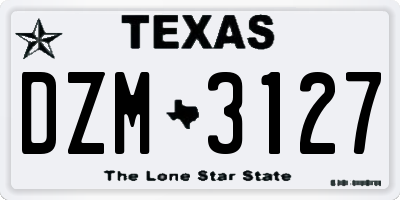 TX license plate DZM3127