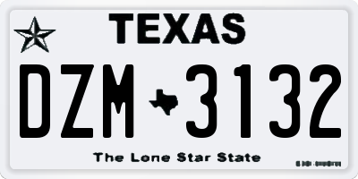 TX license plate DZM3132