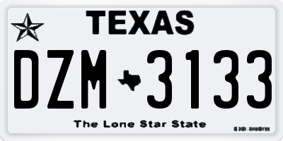 TX license plate DZM3133