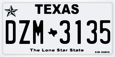 TX license plate DZM3135