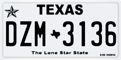 TX license plate DZM3136