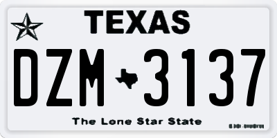 TX license plate DZM3137