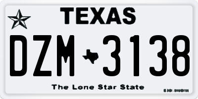 TX license plate DZM3138
